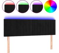 vidaXL Cabecero LED, color negro, 144x5x78/88 cm, tapizado en terciopelo