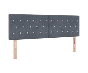 vidaXL Cabecero LED con Tiras LED Manual Gris Oscuro 160 cm Terciopelo, Cabecera LED Ajustable, Decoración Moderna para el Dormitorio, Estructura Duradera, Iluminación RGB Personalizable