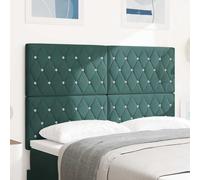 vidaXL Cabecero LED con tiras LED Verde oscuro 144 cm Terciopelo