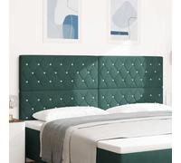 vidaXL Cabecero con iluminación LED, color verde oscuro, 200 cm, de terciopelo