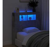 vidaXL Cabecero LED madera ingeniería gris hormigón 100x18,5x103,5 cm