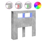 vidaXL Cabecero LED con almacenaje, madera de ingeniería gris hormigón, 100x18,5x103,5 cm