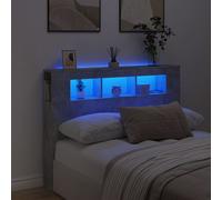 vidaXL Cabecero LED madera ingeniería gris hormigón 140x18,5x103,5 cm