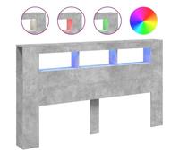 vidaXL Cabecero LED madera de ingeniería gris hormigón con estantes 180x18,5x103,5 cm
