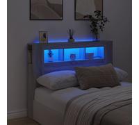 vidaXL Cabecero LED con almacenaje Madera de ingeniería Gris Sonoma 140x18,5x103,5 cm