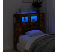 vidaXL Cabecero LED madera ingeniería roble ahumado 100x18,5x103,5 cm