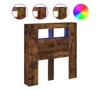 Vidaxl cabecero led madera ingeniería roble ahumado 100x18,5x103,5 cm