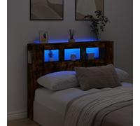 vidaXL Cabecero LED madera ingeniería roble ahumado 140x18,5x103,5 cm