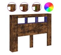 Vidaxl cabecero led madera ingeniería roble ahumado 140x18,5x103,5 cm