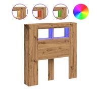vidaXL Cabecero LED – Madera de roble artesanal – Luces RGB y almacenamiento – 100×18,5×103,5 cm