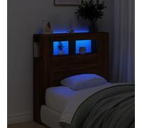 vidaXL Cabecero LED madera ingeniería roble marrón 100x18,5x103,5 cm