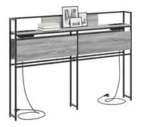 vidaXL Cabecero Moderno en Gris Sonoma, Hecho de Madera y Acero. Mide 150 cm y Tiene estantes de Almacenamiento amplios y una estación de Carga con Puertos USB y C Dormitorio, u