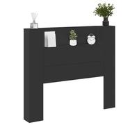 vidaXL Cabecero Negro 120 x 16,5 x 103,5 cm Madera de ingeniería, Cabecera Elegante, Unidad de Almacenamiento Moderna con USB, luz LED Multicolor, diseño Funcional en Madera para dormitorios