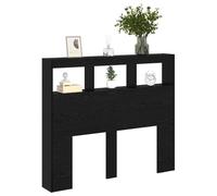 vidaXL Cabecero Roble Negro Madera de ingeniería, Cabezote Elegante con Luz, Diseño Moderno y Resistente, USB, Almacenamiento Versátil para Tu Dormitorio
