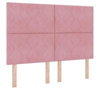 vidaXL Cabecero Rosa 160 cm Terciopelo | El patrón de bloques de diamante le da vida a tu cuarto, Puedes ajustar la altura para que estés más cómodo, Hecho de tela