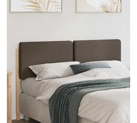 vidaXL Cabecero tapizado Marrón y topo 140 cm Madera de pino macizo