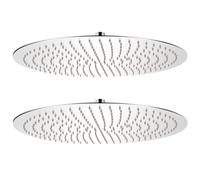 vidaXL Cabezal de ducha efecto lluvia 2 pzs acero inoxidable en dimensiones Ø 50 cm/Ø 40 cm