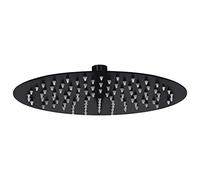 vidaXL Cabezal de Ducha Efecto Lluvia Alcachofa Cuarto de Baño Accesorio Rociador Boquillas Giratoria Área Amplia Acero INOX Redondo Negro 25 cm