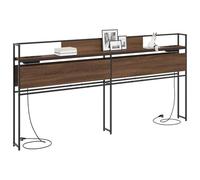 vidaXL Cabezal de estantería de 200 cm en Madera de Roble marrón y Metal. Incluye estantes Integrados, estación de Carga, 2 Salidas de CA, 1 USB-C, sujeción Segura a la Pared y Patas Antideslizantes