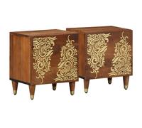 vidaXL Cabinet de noche con puerta 2 pcs Marrón miel 40 x 33 x 46 cm