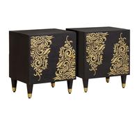 vidaXL Cabinet de noche con puerta 2 pcs Negro 40 x 33 x 46 cm