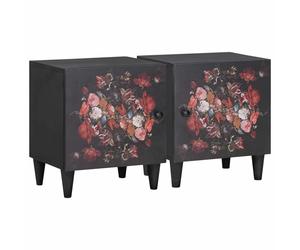 vidaXL Cabinet de noche con puerta 2 pcs Negro 40 x 33 x 46 cm