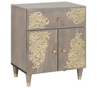 vidaXL Cabinet de noche con puerta con cajón Gris 50 x 33 x 60 cm
