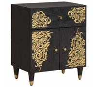 vidaXL Cabinet de noche con puerta con cajón Negro 50 x 33 x 60 cm