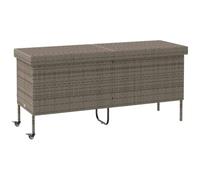 vidaXL Caja almacenaje jardín Ruedas ratán sintético Gris 160x55x75 cm