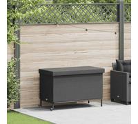 vidaXL Caja almacenaje jardín ruedas ratán sintético negro 110x55x73cm