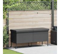 vidaXL Caja almacenaje jardín ruedas ratán sintético negro 160x55x75cm