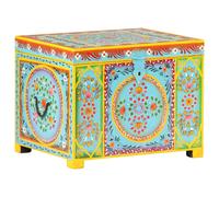 vidaXL Caja almacenaje pintada a mano 50x40x40 cm madera mango maciza