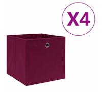 vidaXL Caja de almacenaje 4 uds tela no tejida rojo oscuro 28x28x28 cm