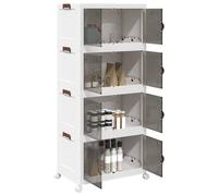 vidaXL Caja de almacenaje apilable con ruedas 4niveles 75L