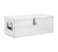 vidaXL Caja de almacenaje baúl con tapa adorno conejo aluminio plateado