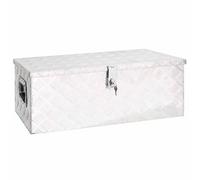 vidaXL Caja de Almacenaje Baúl Herramientas Decoración Salón Sala Tapa Parque Adorno Conejo Roedores Almacenamiento Remolque Aluminio Plateado