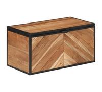 vidaXL Caja de Almacenaje, Caja con Tapa, Cofre de Almacenamiento, Baúl para Mantas Juguetes Cojines, Madera Maciza Acacia y Hierro