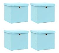 vidaXL Caja de almacenaje con tapa 4 uds tela azul celeste 32x32x32 cm