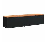 vidaXL Caja de almacenaje de jardín Baúl - Madera acacia y ratán negro, Asiento exterior 220x50x54 cm