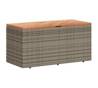 vidaXL Caja de Almacenaje de Jardín, Cofre de Almacenaje, Asiento Banco Exterior, Baúl para Juguetes Patio, Madera Acacia Ratán Gris