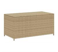 vidaXL Caja de Almacenaje de Jardín, Cofre de Almacenaje, Asiento Banco Exterior, Baúl para Juguetes Patio, Ratán Sintético Beige Mezcla