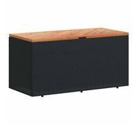 vidaXL Caja de Almacenaje de Jardín, Cofre de Almacenaje, Asiento Banco Exterior, Baúl para Juguetes Patio, Madera Acacia Ratán Negro