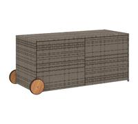 vidaXL Caja de Almacenaje de Jardín con Ruedas, Cofre de Almacenaje, Asiento Banco Exterior, Baúl para Juguetes, Ratán Sintético Gris 283L