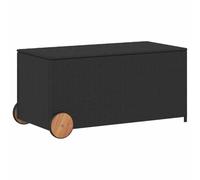 vidaXL Caja de Almacenaje de Jardín con Ruedas, Cofre de Almacenaje, Asiento Banco Exterior, Baúl para Juguetes, Ratán Sintético Negro 190L