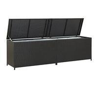 vidaXL Caja de Almacenaje de Jardín Ratán Sintético Casa Hogar Decoración Estilo Cofre Baúl Urna Arcón Mobiliario Muebles Bricolaje 200x50x60 cm Negro