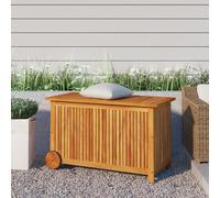 vidaXL Caja de almacenaje de jardín ruedas acacia maciza 90x50x58 cm