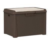 vidaXL Caja de Almacenaje Jardín con Cojín de Asiento, Caja Cerradura, Asiento Exterior de Almacenaje, Baúl Arcón de Patio, PP Marrón 125 L