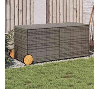 vidaXL Caja de Almacenaje de Jardín con Ruedas, Cofre de Almacenaje, Asiento Banco Exterior, Baúl para Juguetes, Ratán Sintético Gris 283L