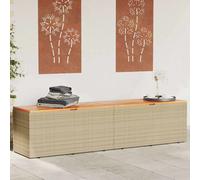 vidaXL Caja de almacenaje jardín madera acacia ratán beige 220x50x54cm
