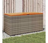 vidaXL Caja de almacenaje jardín madera acacia ratán gris 110x50x54 cm
